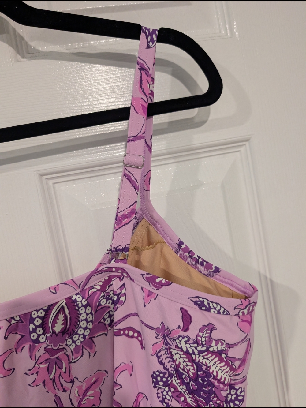 Lands' End Purple & Pink Floral Twist-Front Tankini Swim Top in Size 18 - Picture 7 of 12